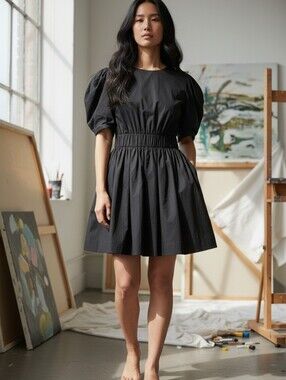 Banana Republic Black Pleated Mini Dress